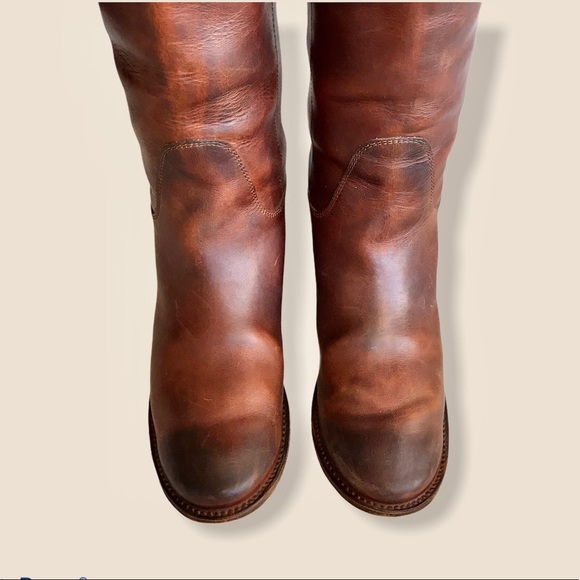 Frye Paige Cognac Knee-High Pull-On Leather Boots - Picture 7 of 16